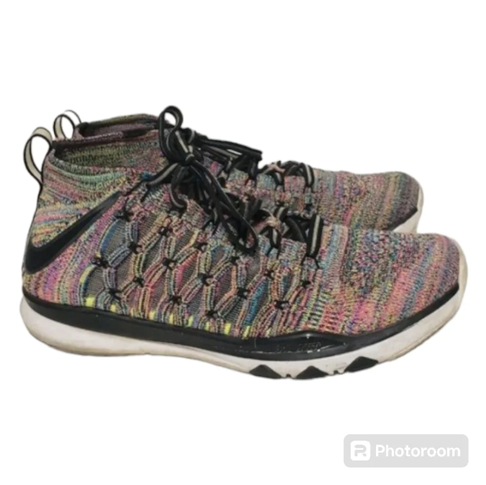 Nike Train sz 7 Ultrafast Flyknit Volt multi colors pink blue white Mens